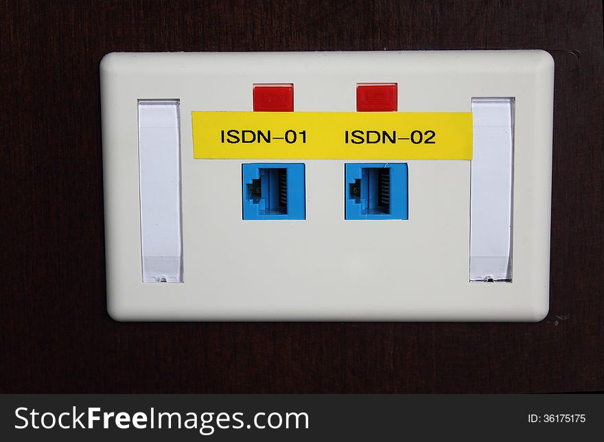 Close up integrated Services Digital Network inlet