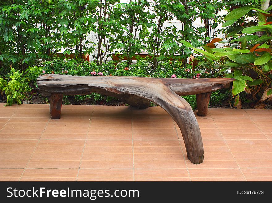 Benches made of roots in park. Benches made of roots in park.