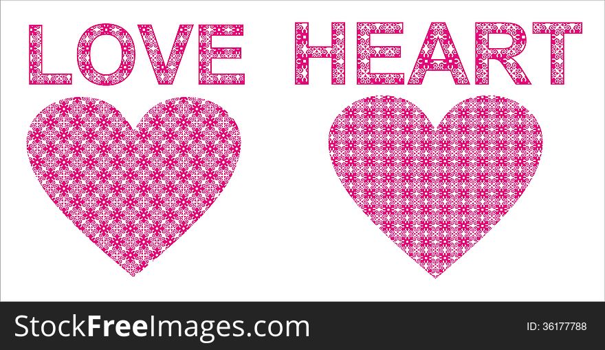 Decorative pink heart with ornament. Decorative pink heart with ornament