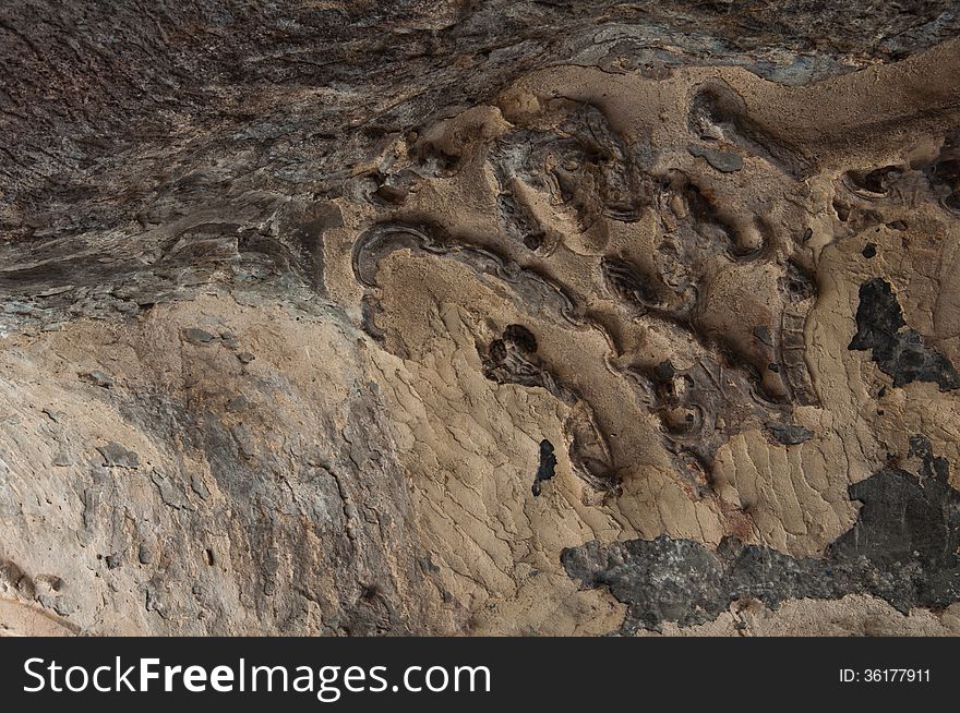 The stucco of ancient angle at the Khao Ngu Cave in Ratchaburi, Thailand. The stucco of ancient angle at the Khao Ngu Cave in Ratchaburi, Thailand