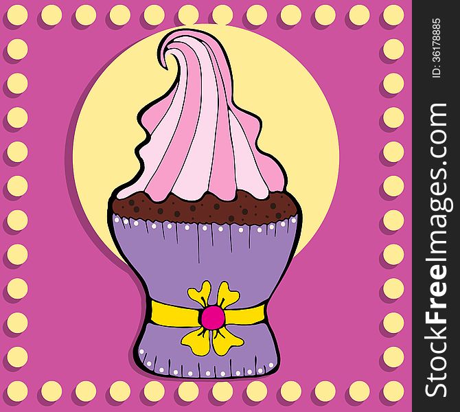 Simple figure cupcake in vintage style