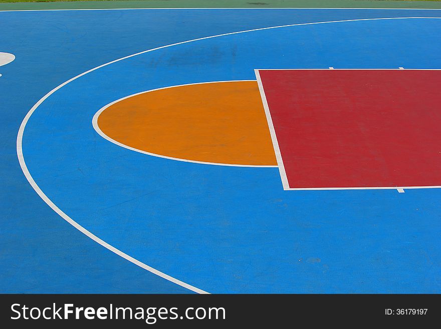 The front lines of the basketball court in park. The front lines of the basketball court in park