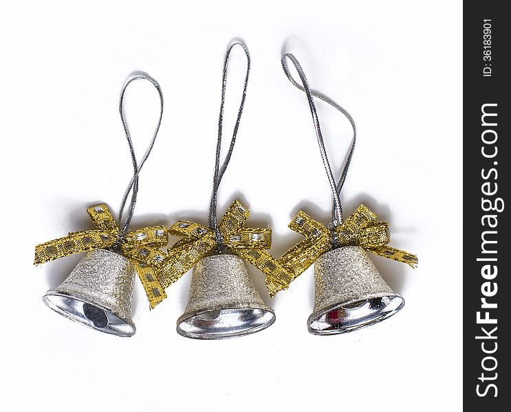 Three silver christmas bells