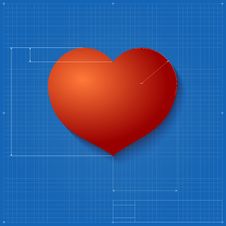 Heart Symbol Like Blueprint Drawing. Stock Images Heart Symbol Like Blueprint Drawing. Stock Images