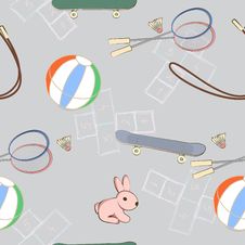 Sporting Equipment With A Little Pink Rabbit Royalty Free Stock Images Sporting Equipment With A Little Pink Rabbit Royalty Free Stock Images