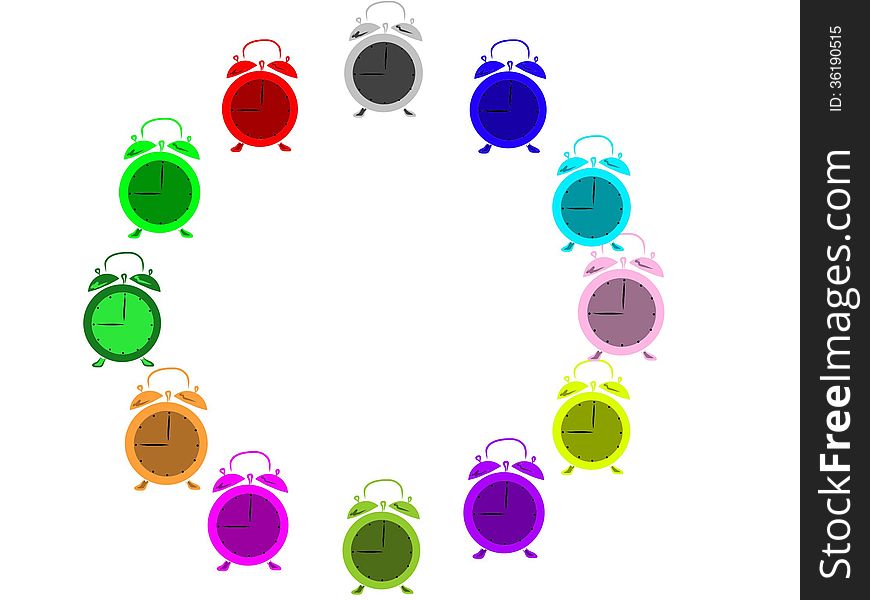 Circle go color alarms on white background