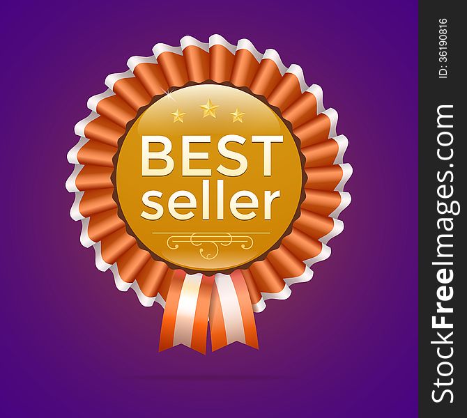 Vector best seller gold sign, label template for your business