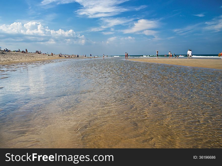 Shallow clear tidewater at Nobska Beach on Cape Cod in Massachusetts. Shallow clear tidewater at Nobska Beach on Cape Cod in Massachusetts.