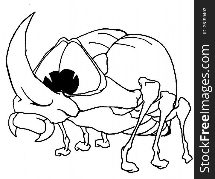 Outline drawing gay bug with big kind eyes. Outline drawing gay bug with big kind eyes