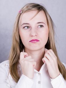 Woman In The White Shirt Royalty Free Stock Image Woman In The White Shirt Royalty Free Stock Image