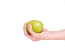 Green Apple In Hand Stock Photo Green Apple In Hand Stock Photo