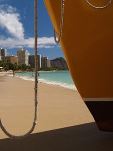The Beach At Waikiki Sailboat Royalty Free Stock Images