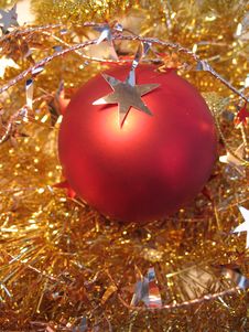 Red Christmas Ball With Golden Star Royalty Free Stock Image