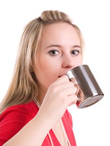 Young Woman Drinking A Hot Cup Of Coff Royalty Free Stock Images Young Woman Drinking A Hot Cup Of Coff Royalty Free Stock Images