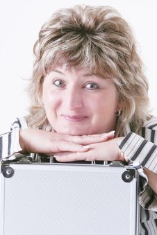 Woman Holding Metal Case Royalty Free Stock Photo Woman Holding Metal Case Royalty Free Stock Photo