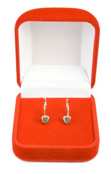 Earrings In Red Box. Royalty Free Stock Photography Earrings In Red Box. Royalty Free Stock Photography