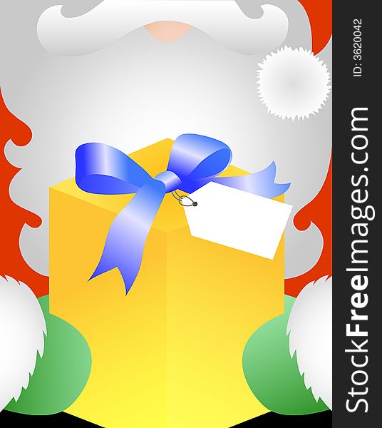 Illustration of Santa holding a wrapped gift package in his hands...suitable for a background. Illustration of Santa holding a wrapped gift package in his hands...suitable for a background