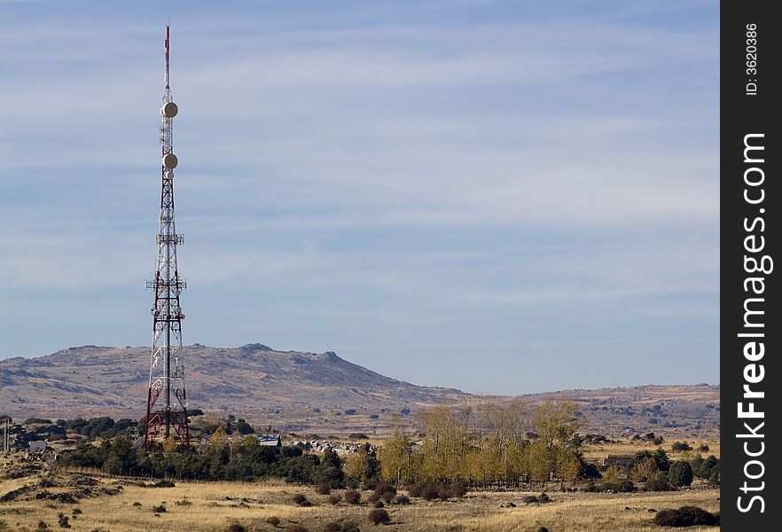 Farview of a telecom antenna in the middle of the desert. Farview of a telecom antenna in the middle of the desert