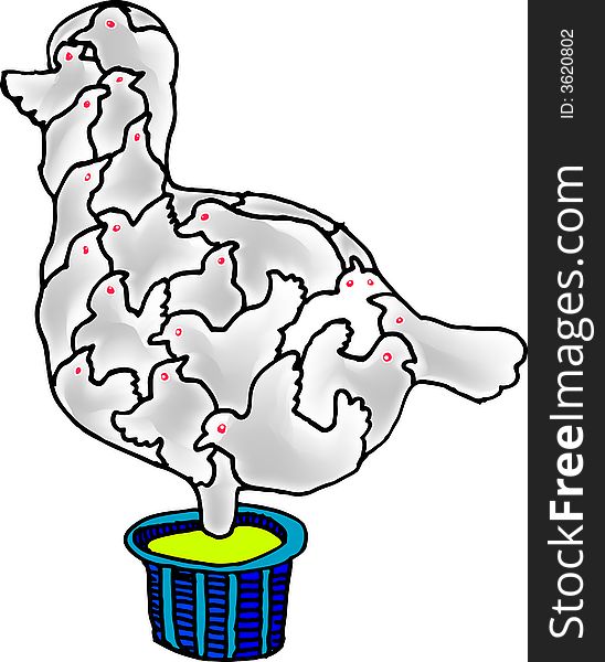 Vector illustration for a bird shape pot plant is combined by a group of birds, means teams work. Vector illustration for a bird shape pot plant is combined by a group of birds, means teams work