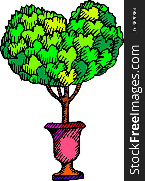 Vector illustration for a love shape pot plant is combined by a group of love, means grace, full of love. Vector illustration for a love shape pot plant is combined by a group of love, means grace, full of love