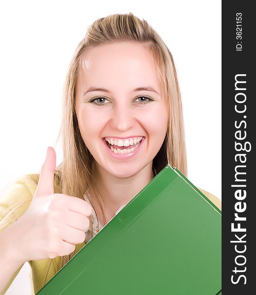 Happines young girl with folder. Happines young girl with folder