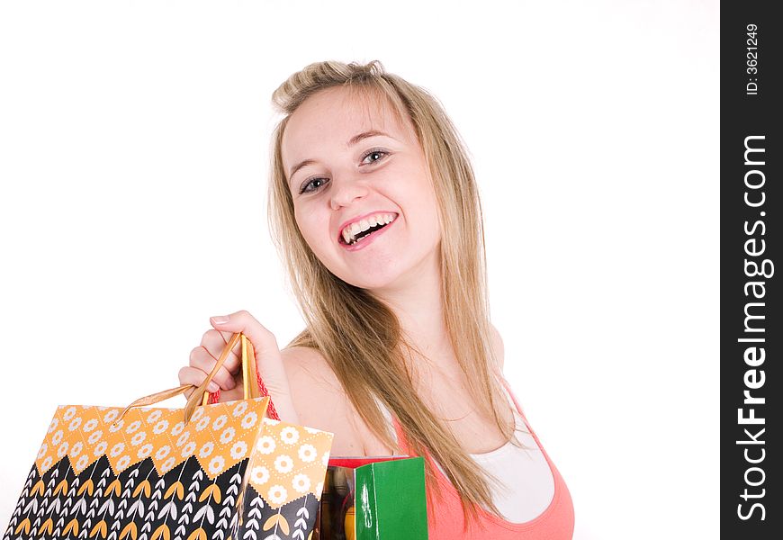 Beautiful shopping girl with bags