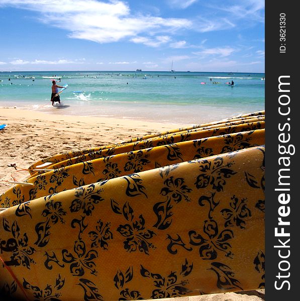 Surfboard On Waikiki Beach