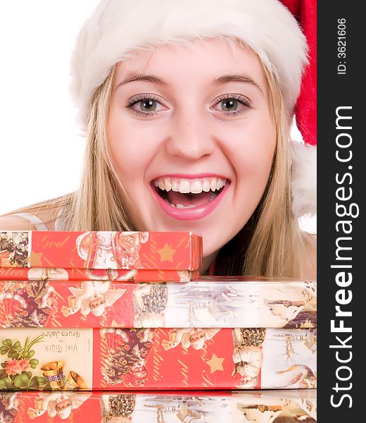 Girl Wearing A Santa Hat