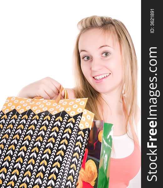 An attractive young woman out shopping