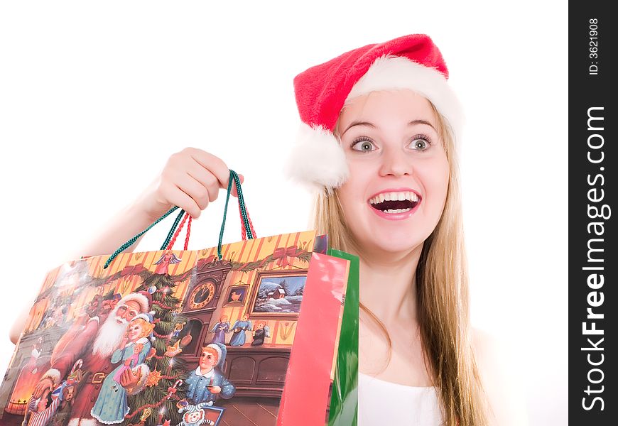 Young woman on the christmas shopping