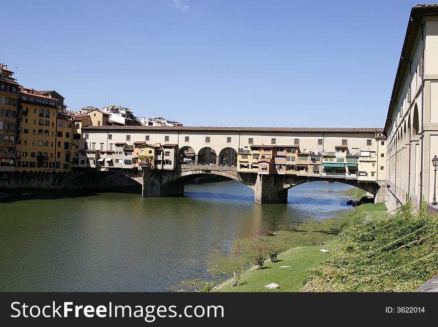 Medieval bridge built during the time of the Medici family in Florence Italy. Medieval bridge built during the time of the Medici family in Florence Italy.