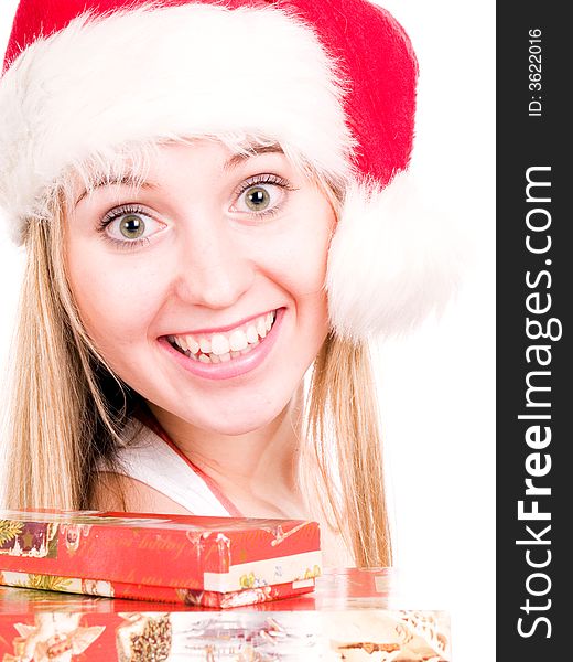 Woman Wearing A Santa Hat