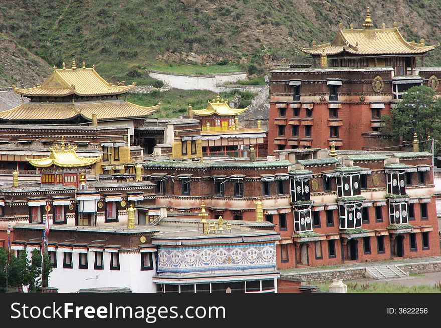 A part view of a tibetan temple ( Labuleng temple in Qinghai, china)