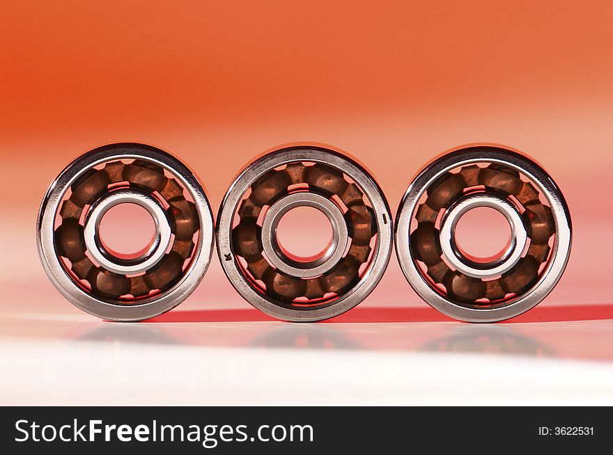 Bearings on a red background