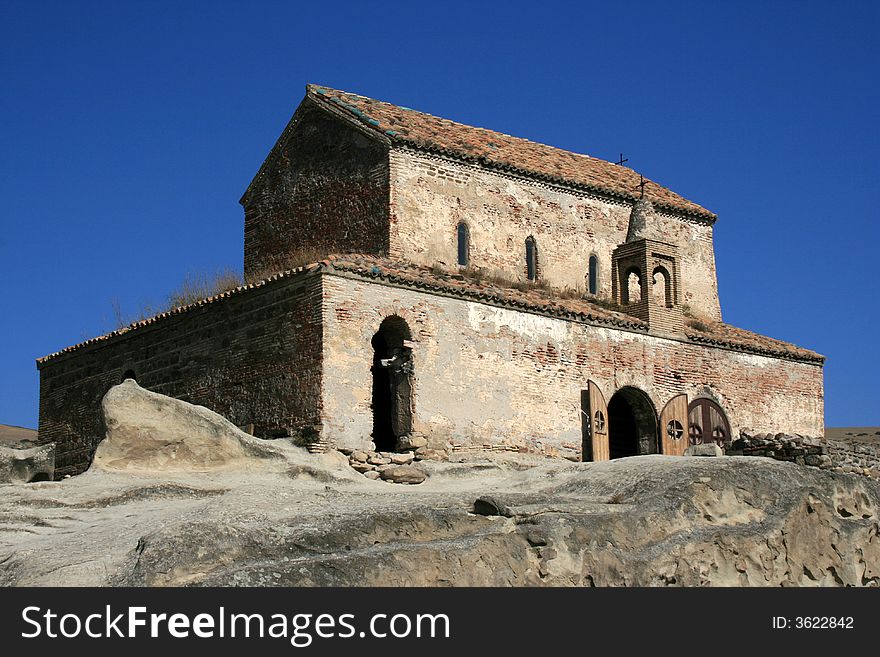 Georgian church with a blue sky