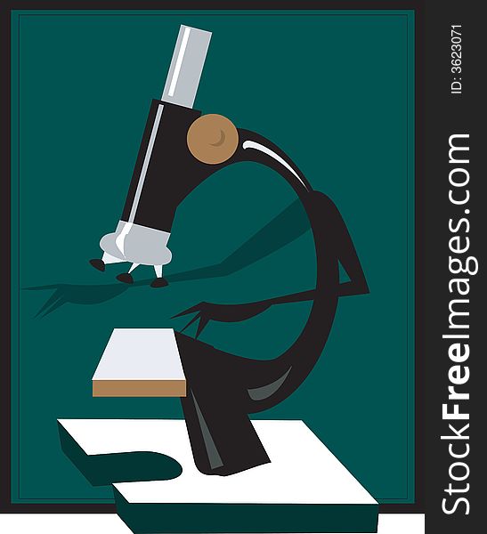 Illustration of Microscope on grey background.