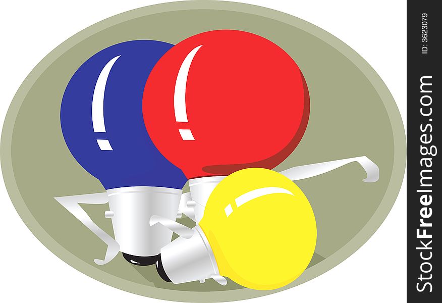 Three colour bulb on light grey background.