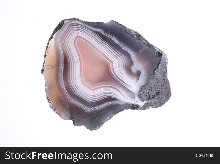 Grey and white agate on the white background