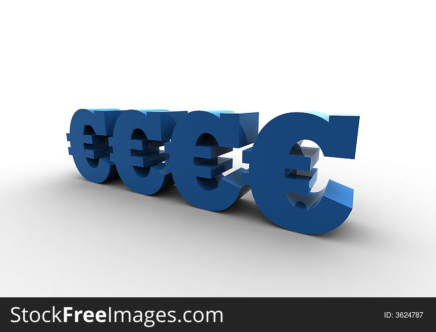 Euro symbols - 3d illustration isolated on white background. Euro symbols - 3d illustration isolated on white background