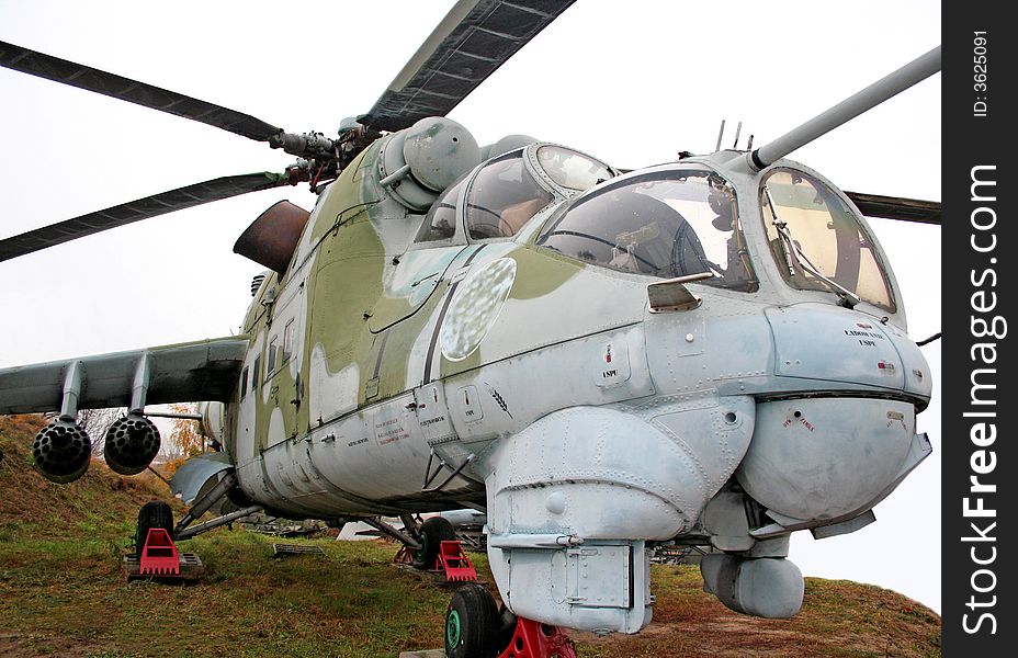 Cockpit of the Russian Mi-24 Hind Helicopter. Cockpit of the Russian Mi-24 Hind Helicopter