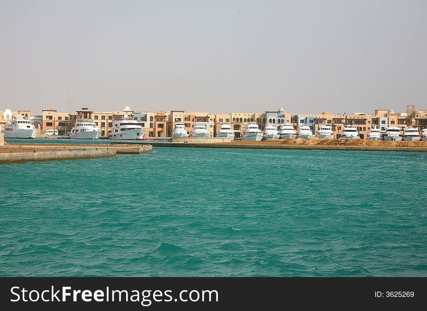 New tourist resort with dive boats. New tourist resort with dive boats