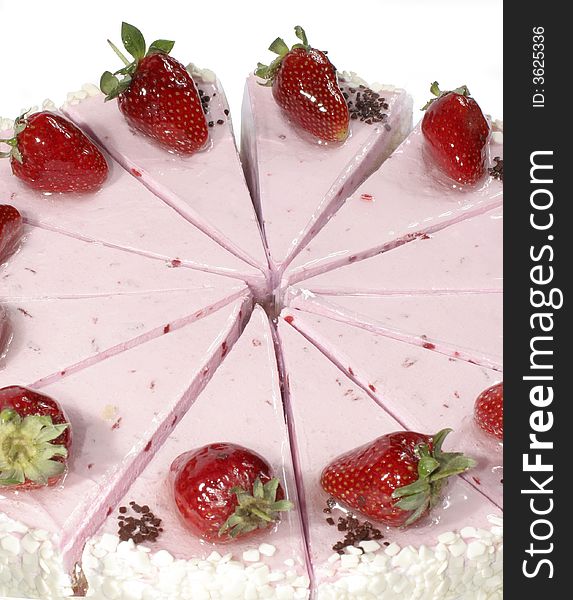 Tasty cake with cream and with fresh strawberries