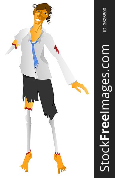 Cartoon graphic of businessman zombie for Halloween