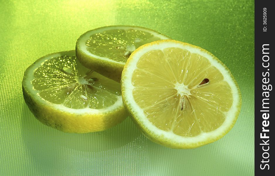 Lemon on a green background