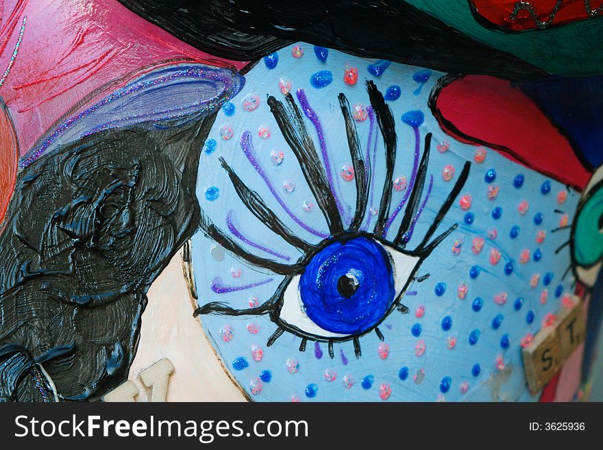 Detail of colorful painted pig on parade in downtown Seattle, Washington. Detail of colorful painted pig on parade in downtown Seattle, Washington