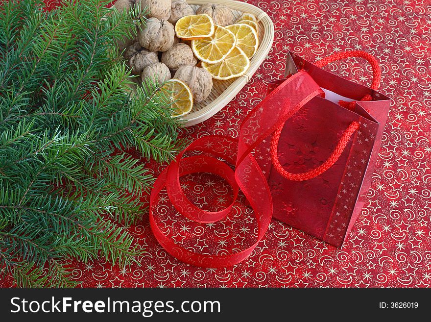 Christmas still life with present