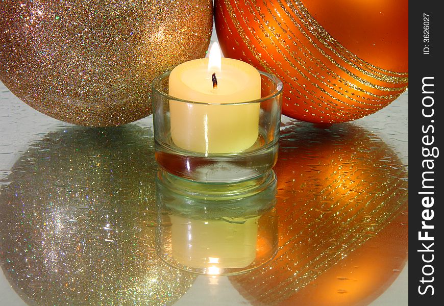 Christmas candle lights decoration with reflections. Christmas candle lights decoration with reflections