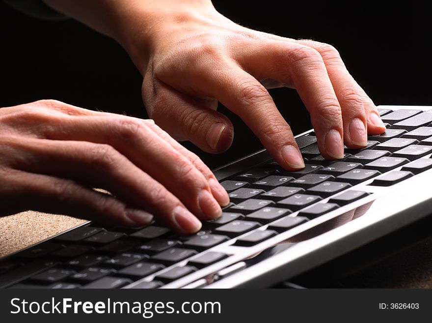 Woman Hands Typing
