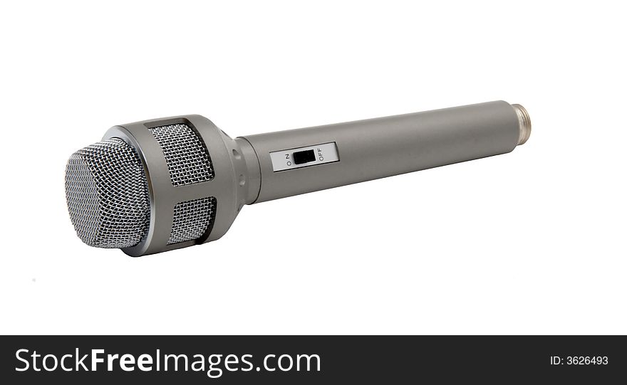 An isolated old / retro microphone over a white background.