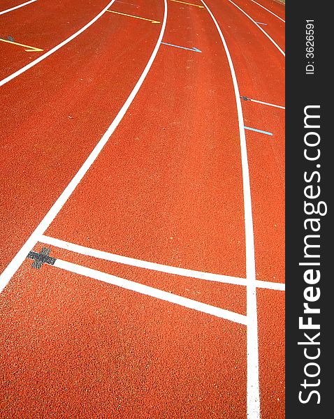 Number three of a racetrack, on red tarmac, for runners. Number three of a racetrack, on red tarmac, for runners.